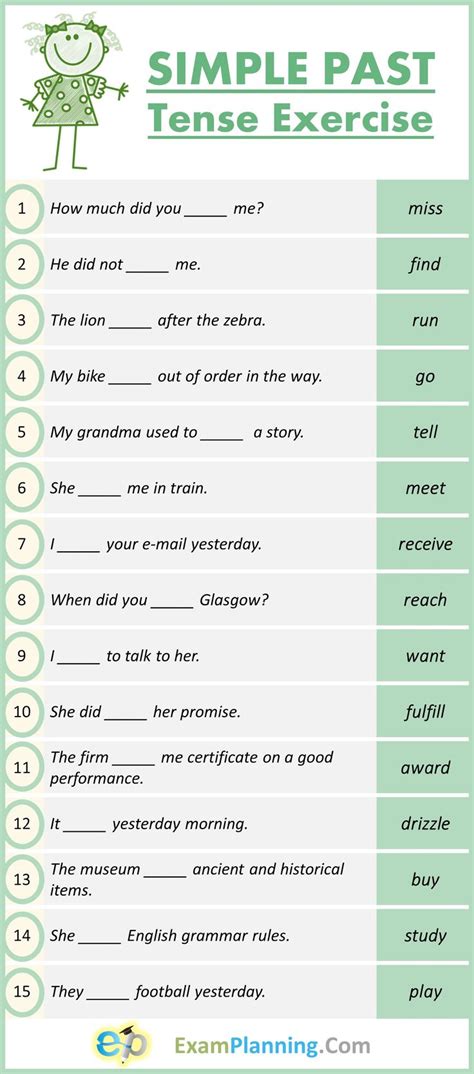 Simple Past Tense Exercises | Simple past tense, English exercises ...