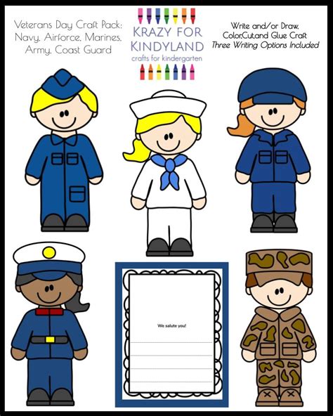 Veterans Day Arts Crafts for Kindergarten with Army, Navy, Coast Guard ...