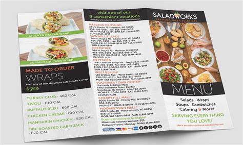 Printable Saladworks Menu - Printable Word Searches