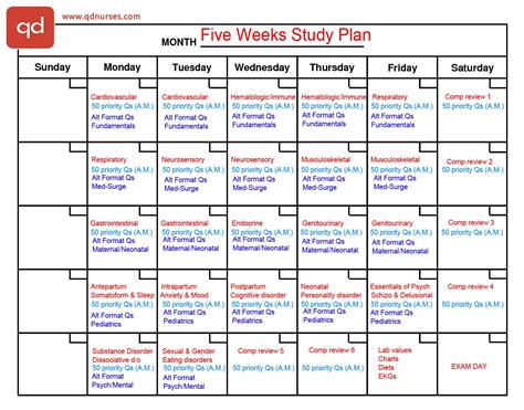 Nclex Study Calendar Template - Printable Word Searches