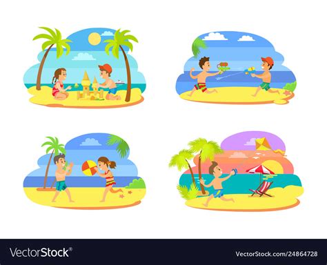 Children activities on beach summertime Royalty Free Vector