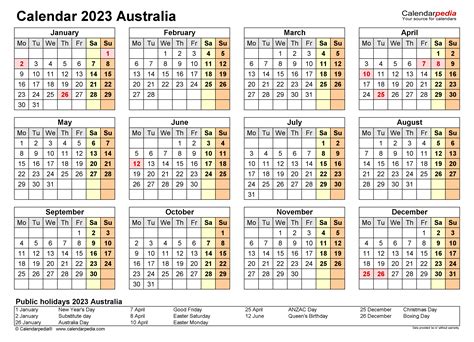 Australia Calendar 2023 Free Printable PDF Templates | FREE Printable ...