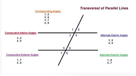 Transversal Line - (Angles: Corresponding, Alternate, Consecutive ...