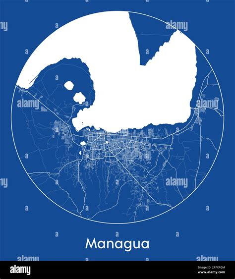 City Map Managua Nicaragua North America blue print round Circle vector ...