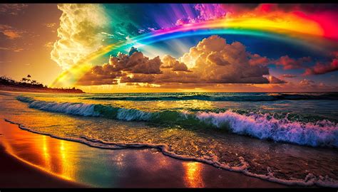 Tropical Island Beach Rainbow Colorful, Landscape Photography, Aspect ...