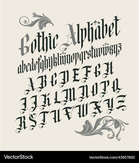 Gothic font full set of capital letters Royalty Free Vector