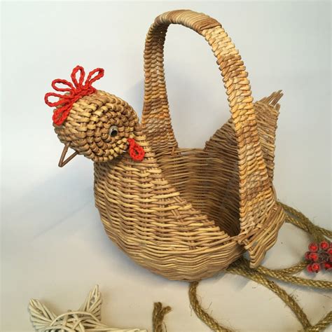 Wicker Basket Wicker Easter Basket Round Basket With Handle - Etsy