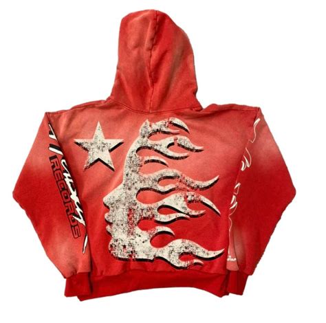 Hellstar Records Hoodie - Red – CREAMSTREETWEAR