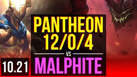 PANTHEON vs MALPHITE (TOP) | 12/0/4, 65% winrate, Legendary | EUW ...