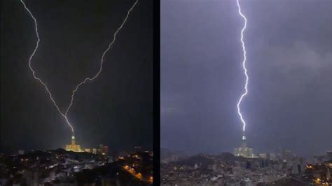 Saudi Arabia: Severe Lightning Strikes Mecca Clock Tower As Extreme ...