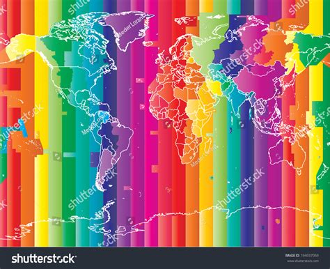 World Map Countries Colored Timezones Editable Stock Vector (Royalty ...