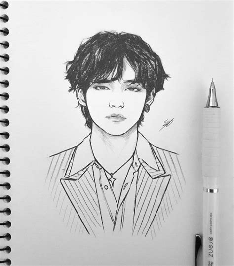 Pin by Zulema Quispe on Bts Arts | Drawings bts, Taehyung sketch, Bts ...