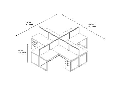 EZ Cubicle Desks for 4 - L Shape Desk Cubicles With Storage 60x60