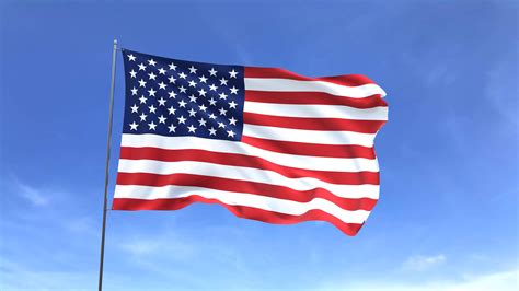 Waving flag of USA on blue sky background 15548635 Stock Video at Vecteezy