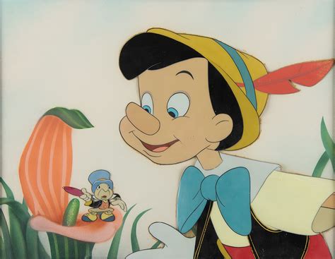 Pinocchio and Jiminy Cricket production cels from Pinocchio | RR