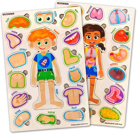 Amazon.com: Wooden Puzzles for Kids Ages 3-5 – 2 Montessori Toy Puzzles ...