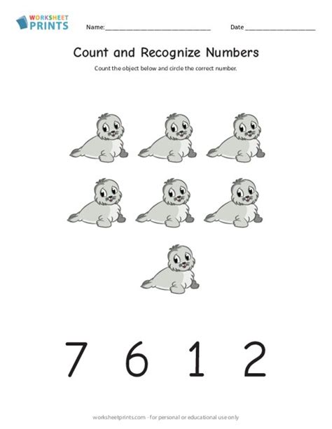 Counting to Seven - Printable Count Numbers Worksheet