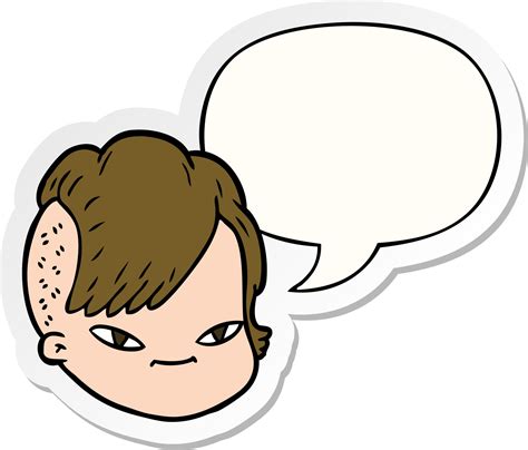 cartoon female face and speech bubble sticker 8869319 Vector Art at ...