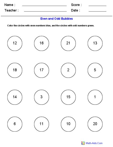 Even and Odd Worksheets | Dynamically Created Even and Odd Worksheets