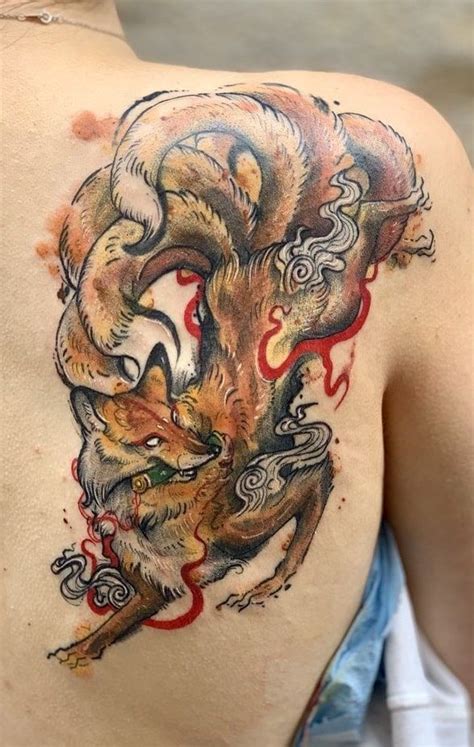 watercolour kitsune | Fox tattoo design, Japanese tattoo art, Japanese ...