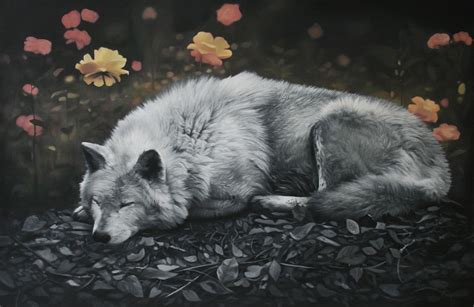 'Sleeping Wolf' acrylic on canvas (60 x 92cm) | Sleeping wolf, Pet wolf ...