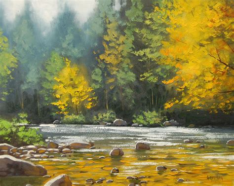 Autumn River Painting by artsaus on DeviantArt