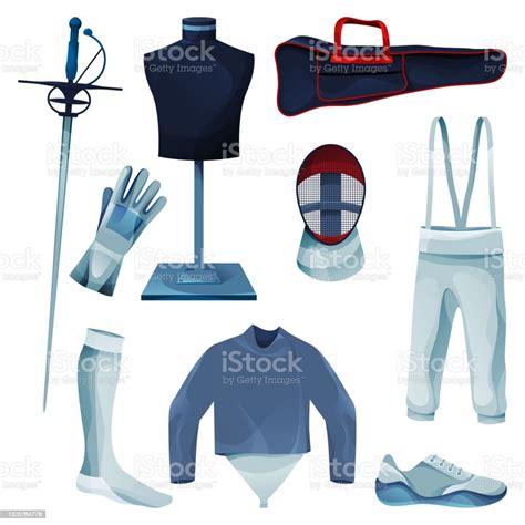 Fencing Equipment Or Game Tools Collection Set Stock Illustration ...