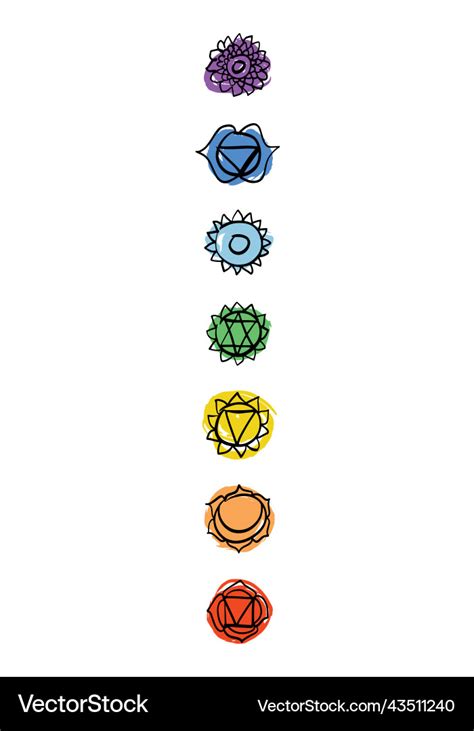 Hand drawn chakra symbols set sacred geometry Vector Image