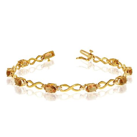 Oval Citrine & Diamond Infinity Bracelet 14k Yellow Gold 4.53ct