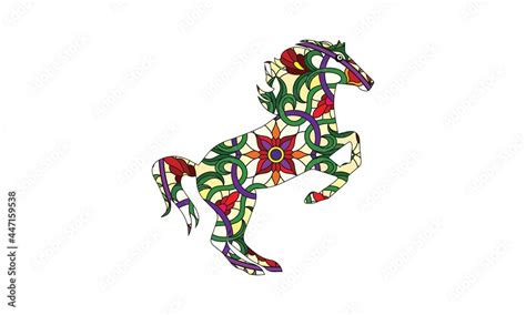 Coloring page of mustang horse. Colorless and color samples for adult ...