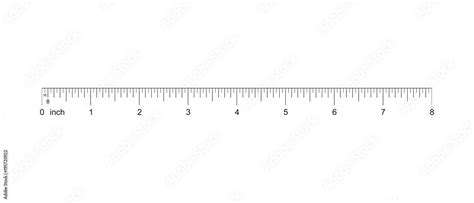 Ruler 8 inch. 8-inch grid with a division of 1/2 1/4 1/8 1/16 ...