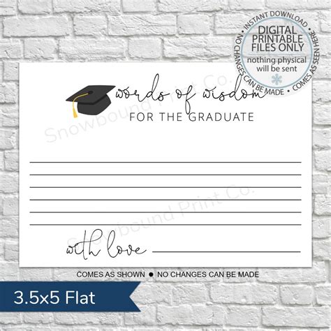 PRINTABLE Words of Wisdom For The Graduate Card – Snowbound Print Co