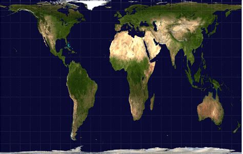 Gall-Peters Projection, shows the actual areas of each region relative ...