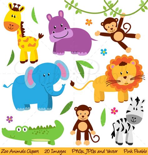 Zoo, Jungle, Safari Animals Clipart – PinkPueblo