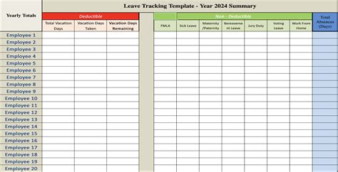 Excel Vacation Tracker 2024 - Fayina Auguste