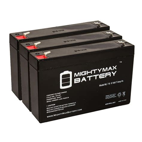 MIGHTY MAX BATTERY 6-Volt 7 Ah Sealed Lead Acid Rechargeable Battery (3 ...