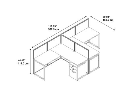 EZ Office Cubes for 2 - L-Shaped Workstation Desks with Storage 60x60