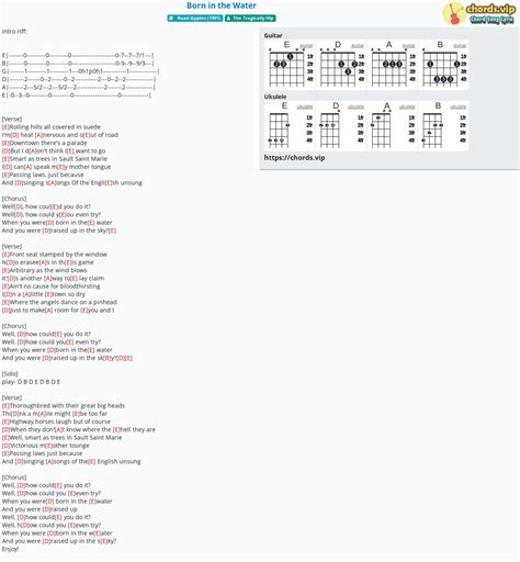 Chord: Born in the Water - tab, song lyric, sheet, guitar, ukulele ...