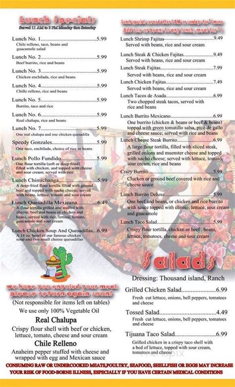 Online Menu of La Unica Mexican Restaurant, Concord, NC