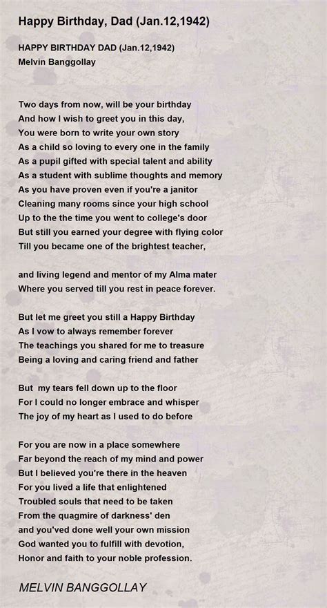 Happy Birthday Poem For Dad In Heaven - Infoupdate.org