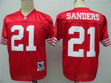 San Francisco 49ers #21 Deion Sanders Red Throwback Jersey on sale,for ...