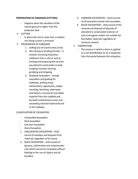 Preparation OF Subgrade AND Machinery USED IN Excavation - PREPARATION ...