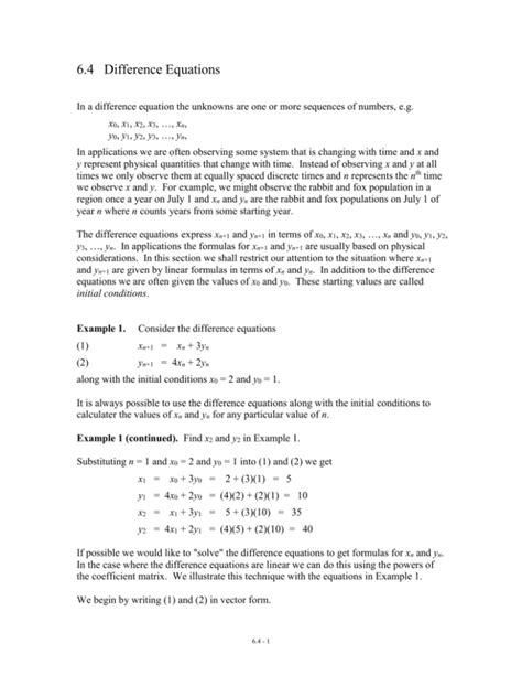 Difference Equations