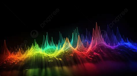 Colorful Wave Sound Waves Wallpaper On The Black Background, 3d Render ...