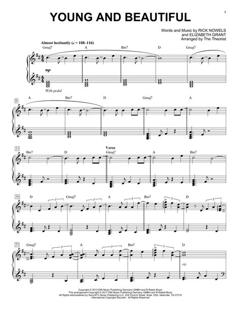 Young And Beautiful by The Theorist Sheet Music for Piano Solo at Sheet ...