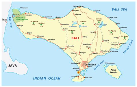 Bali Map | Areas, Topography, Regencies | Bali map, Bali, Tourist map