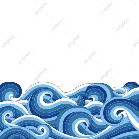 Hand Painted Waves PNG Image, Cartoon Hand Painted Waves, Cartoon ...