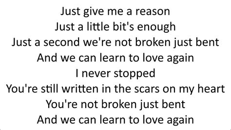 Give me a reason by: P!nk (feat FUN) Lyrics - YouTube