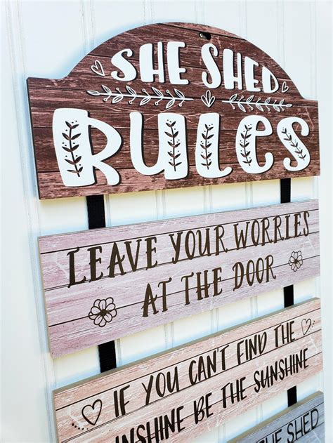 Wooden She Shed Sign She Shed Rules Sign Hanging Craft Room - Etsy