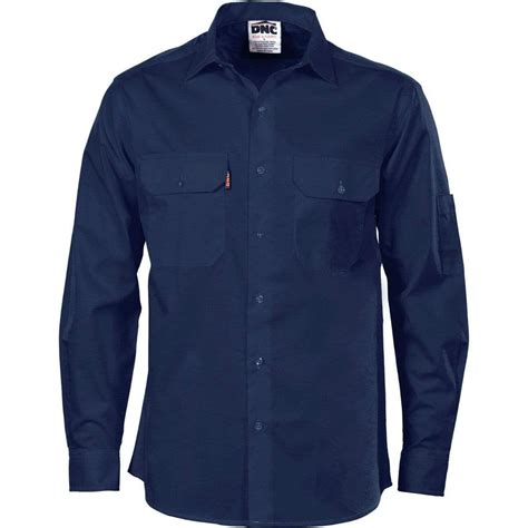 Dnc Workwear Cool-breeze Cotton Long Sleeve Work Shirt - 3208 | Work ...